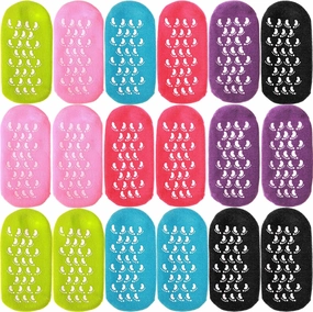 JaGely 6 Pairs Moisturizing Socks Soft Gel Spa Socks for Dry Cracked Feet Skins Gel Lined Feet Care Stocking for Repairing Softening Dry Cracked(Multicolor)