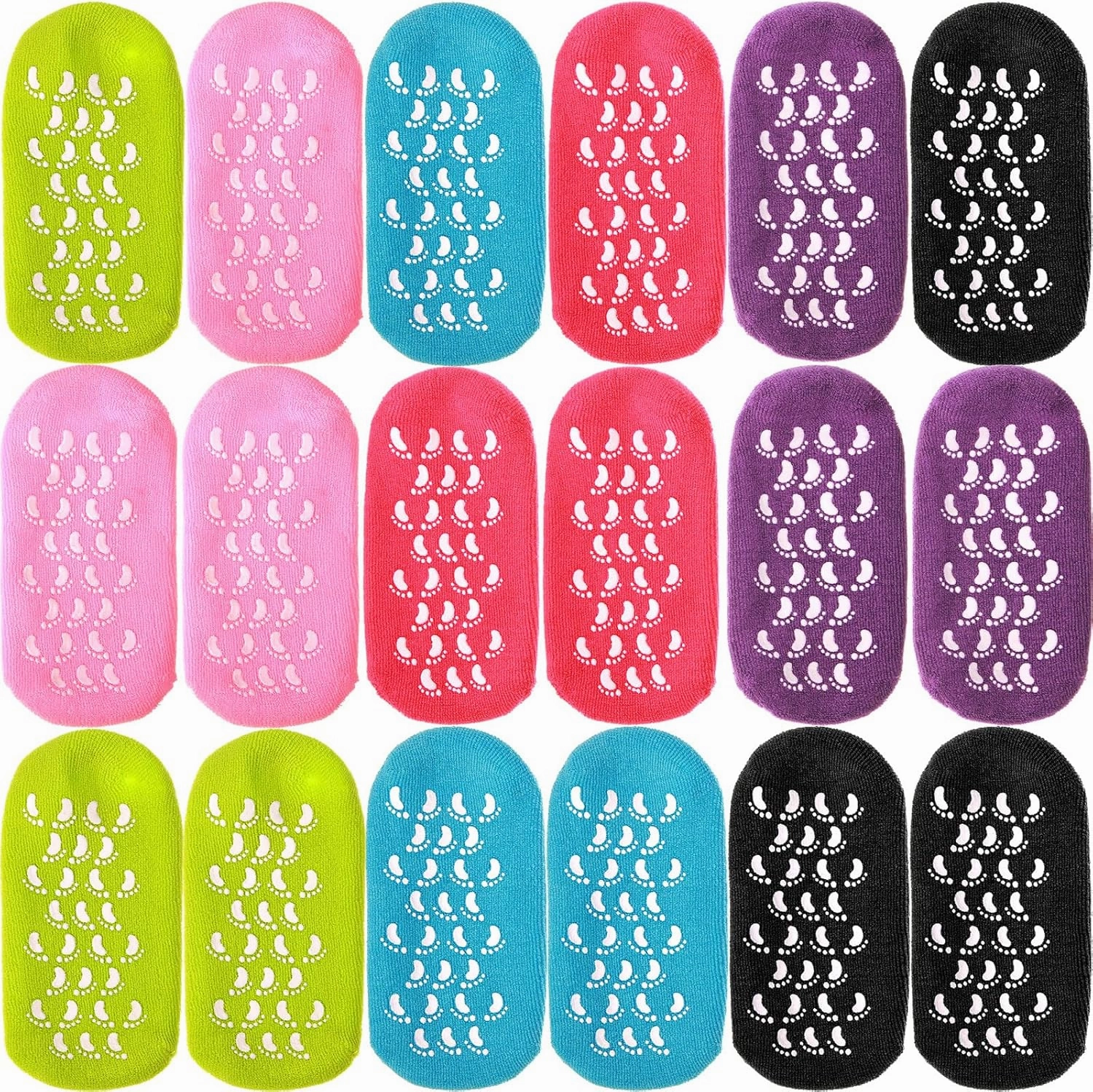 JaGely 6 Pairs Moisturizing Socks Soft Gel Spa Socks for Dry Cracked Feet Skins Gel Lined Feet Care Stocking for Repairing Softening Dry Cracked(Multicolor)
