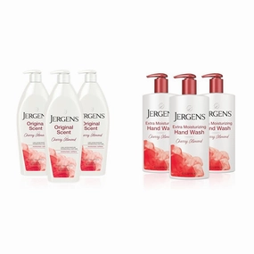 Jergens Original Scent Body Lotion, Dry Skin Moisturizer with HYDRALUCENCE blend and Cherry Almond & Extra Moisturizing Hand Soap, Liquid Hand Soap Dispenser Cherry Almond Scent