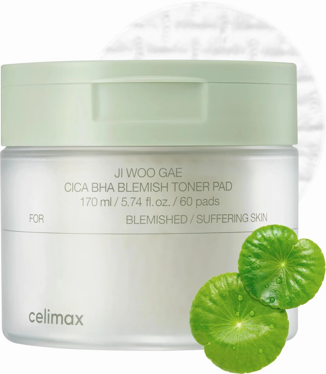Ji.Woo.Gae Heartleaf BHA Peeling Pad | with Heartleaf Extract, Exfoliating Toner Pads, Facial Peels, Hydrating, for Troubled Skin & Breakouts (60 Pads)