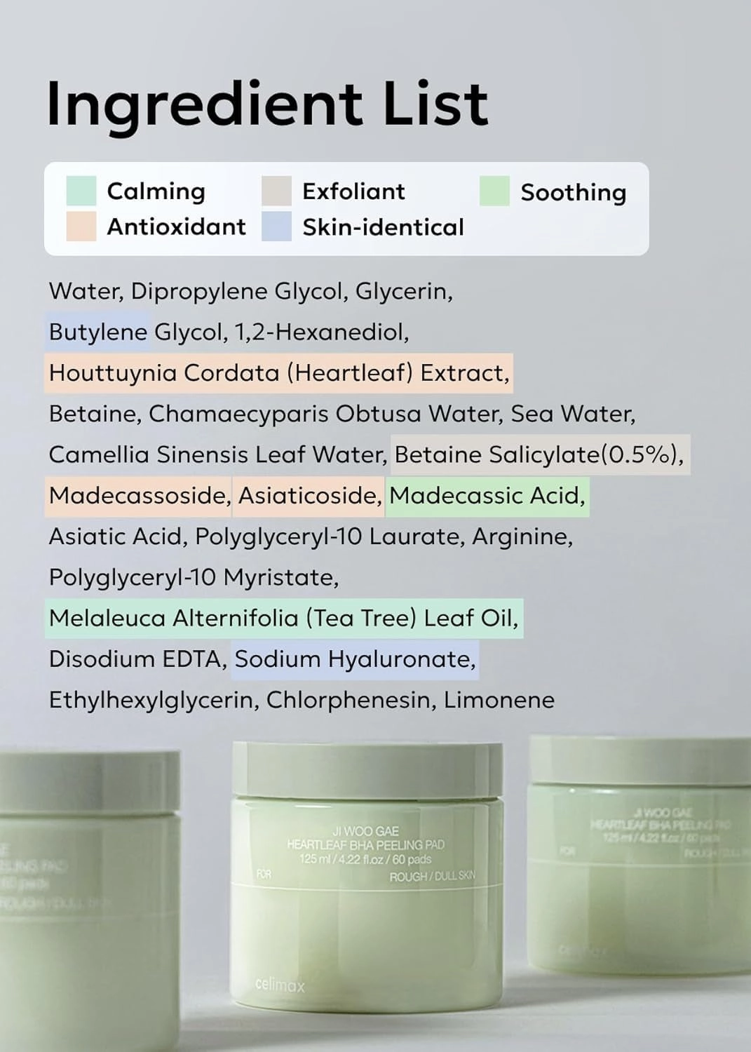 Ji.Woo.Gae Heartleaf BHA Peeling Pad | with Heartleaf Extract, Exfoliating Toner Pads, Facial Peels, Hydrating, for Troubled Skin & Breakouts (60 Pads)