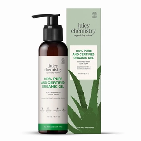 Juicy Chemistry Organic Aloe Vera Gel, 110 ml Multipurpose Gel | Fresh and Soothing | Free from Parabens, Sulphates, Mineral Oils | For Men & Women