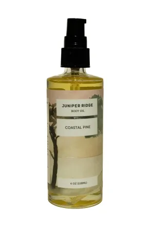 Juniper Ridge Coastal Pine Moisturizing Body Oil - Hydrating Skin Care - All Natural & Organic Aromatherapy Massage Oil Scented with Essential Oils - Paraben, Dye, Cruelty, & Perservative Free - 4oz