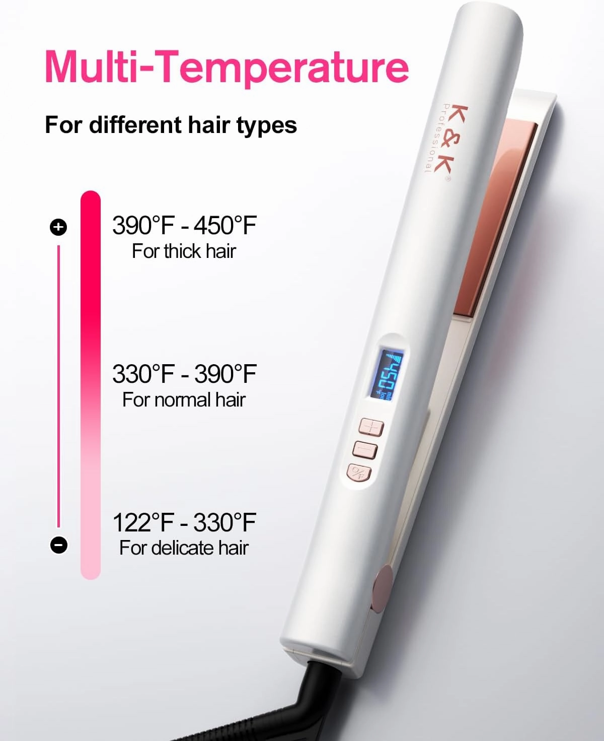 K&K Shine Therapy 1 Inch Hair Straighteners, Best Hot Tools Straightening Iron with Negative Ion to Lock in Moisture & Shine, Pure Titanium Plate Ceramic Tourmaline Coated Flat Irons
