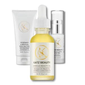 Katz Beauty Miracle Beauty Oil & Hydration Essentials Skincare Bundle for Radiant, Anti-Aging Glow