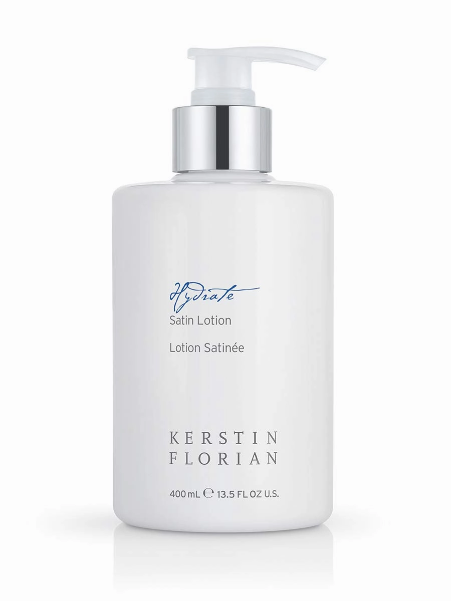 Kerstin Florian Satin Lotion | Lightweight Body Moisturizer with Aloe & Jojoba Oil | Soothes Dry Skin | 13.5 fl oz