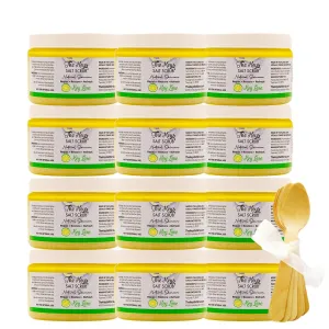 Keys Sea Salt Scrub - Body Scrub with Wooden Spoon for Men, Women - Made with Pure Florida Sea Salt (Key Lime, Bulk 12 Pack - 144 oz Total)