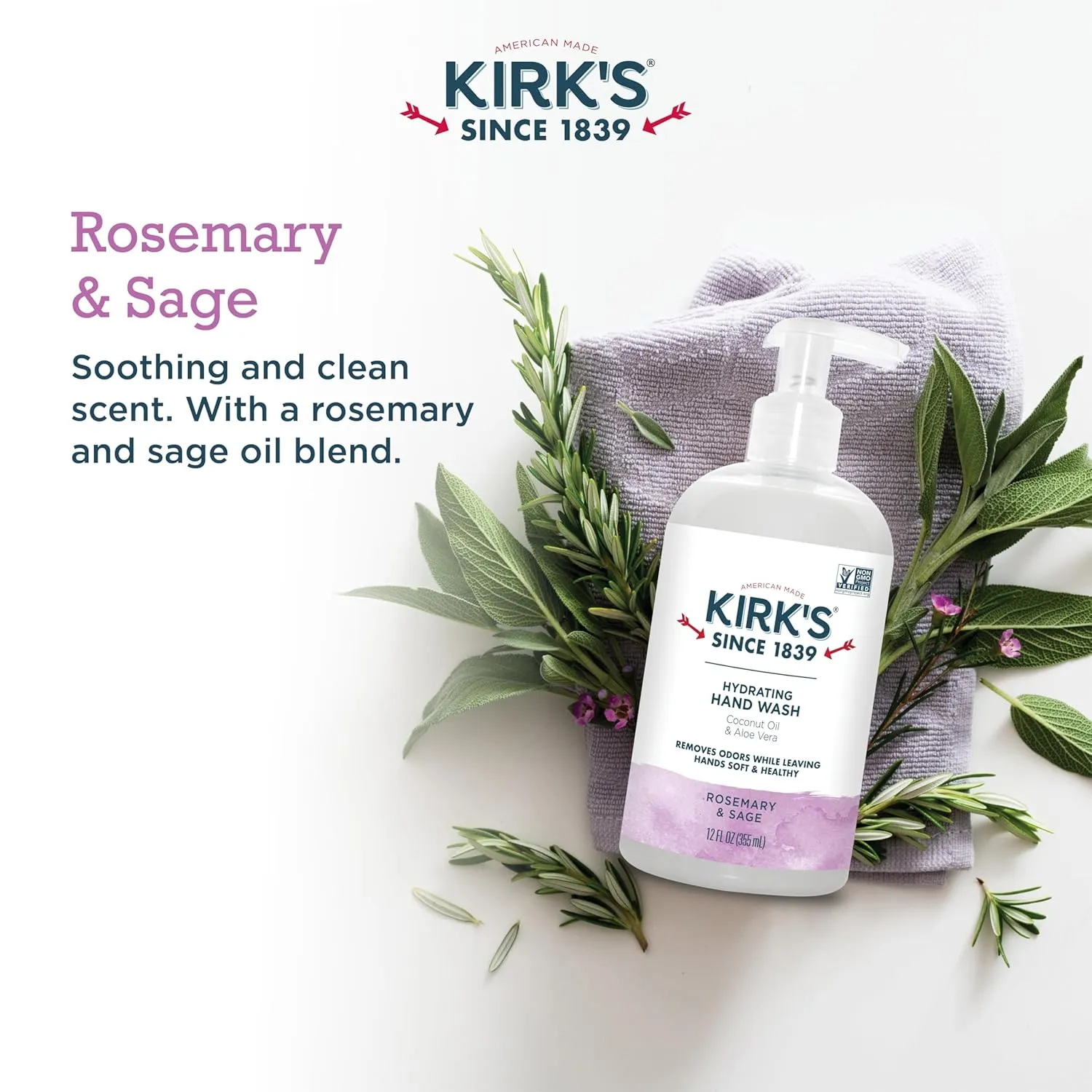 Kirk's Hydrating Hand Wash - Made with Coconut Oil and Aloe Vera, With Odor Neutralizing Technology To Help Eliminate Odors, Non-GMO, Vegan, Variety Pack, 12 Fl Oz. 4 pack