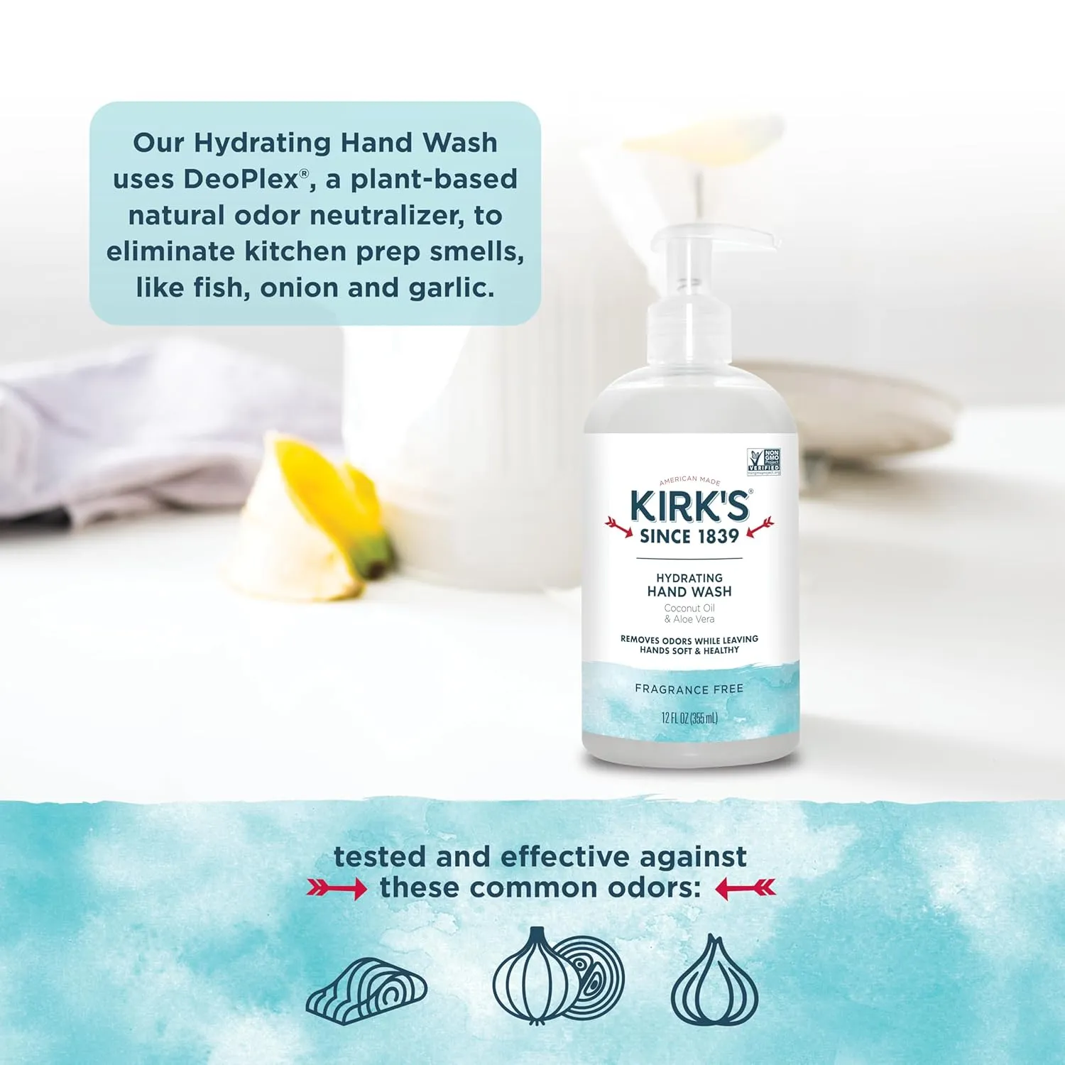Kirk's Hydrating Hand Wash - Made with Coconut Oil and Aloe Vera, With Odor Neutralizing Technology To Help Eliminate Odors, Non-GMO, Vegan, Variety Pack, 12 Fl Oz. 4 pack