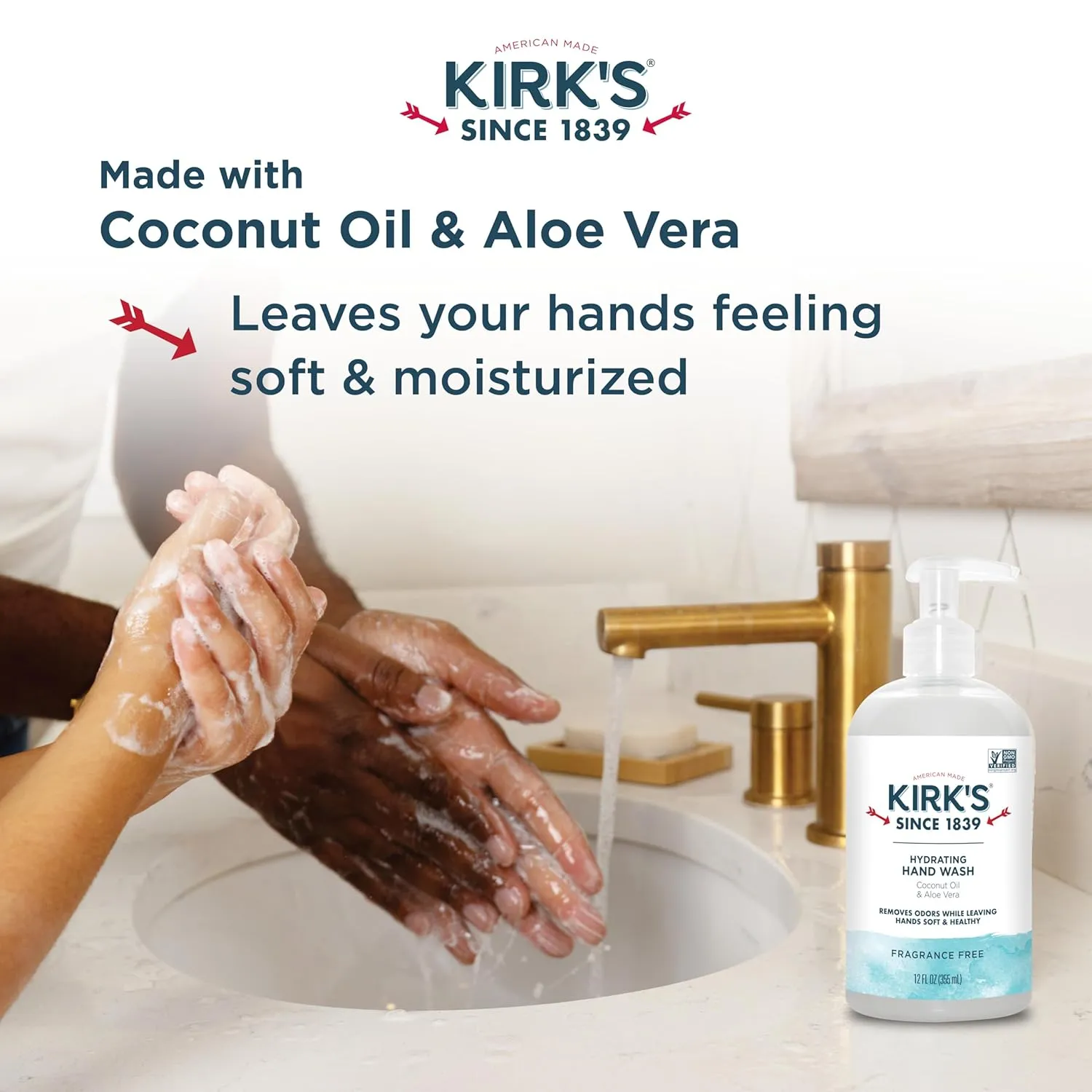 Kirk's Hydrating Hand Wash - Made with Coconut Oil and Aloe Vera, With Odor Neutralizing Technology To Help Eliminate Odors, Non-GMO, Vegan, Variety Pack, 12 Fl Oz. 4 pack