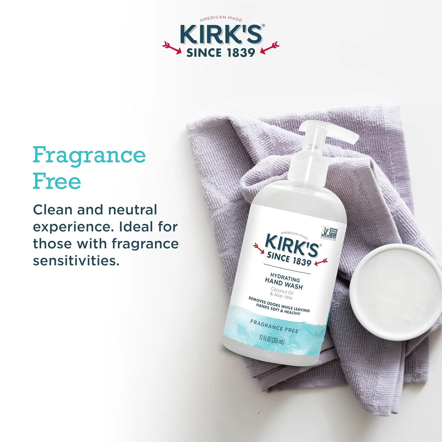 Kirk's Hydrating Hand Wash - Made with Coconut Oil and Aloe Vera, With Odor Neutralizing Technology To Help Eliminate Odors, Non-GMO, Vegan, Variety Pack, 12 Fl Oz. 4 pack