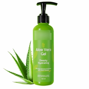 KRINAL 99% Pure Aloe Vera Gel For Face,Hair, Skin & Nail | Moisturizing, Soothing & Hydrating | Multipurpose Gel |100% Natural extract | Dermatologically Tested |All Skin types 125 ml