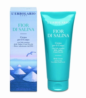 L'Erbolario Fior Di Salina Body Cream - Soothing Sea Salt Moisturizer for Dry Skin - Calcium and Magnesium-Rich - With Hydrating Cocoa Butter - 6.7 oz