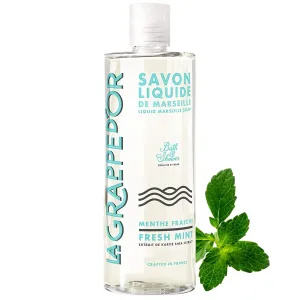 La Grappe d'Or Fresh Mint Marseille Soap Body Wash Enriched with Moisturizing Shea & Essential Oils | Made in France from Organic Olive & Coconut Oil | Natural, Cruelty-Free & Vegan, 13.5 oz Liquid