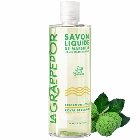 La Grappe d'Or Royal Bergamot Marseille Soap Body Wash Enriched with Moisturizing Shea & Essential Oils | Made in France from Organic Olive & Coconut Oil | Natural, Cruelty-Free & Vegan, 13.5oz Liquid