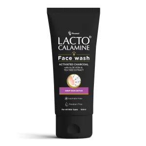 L.acto Calamine Activated Charcoal Face Wash with Aloe Vera & Tea Tree Extract for Deep Skin Detox. Removes impurities and fights blackheads & whiteheads. No Parabens, No Sulphates - 100 ml (1)