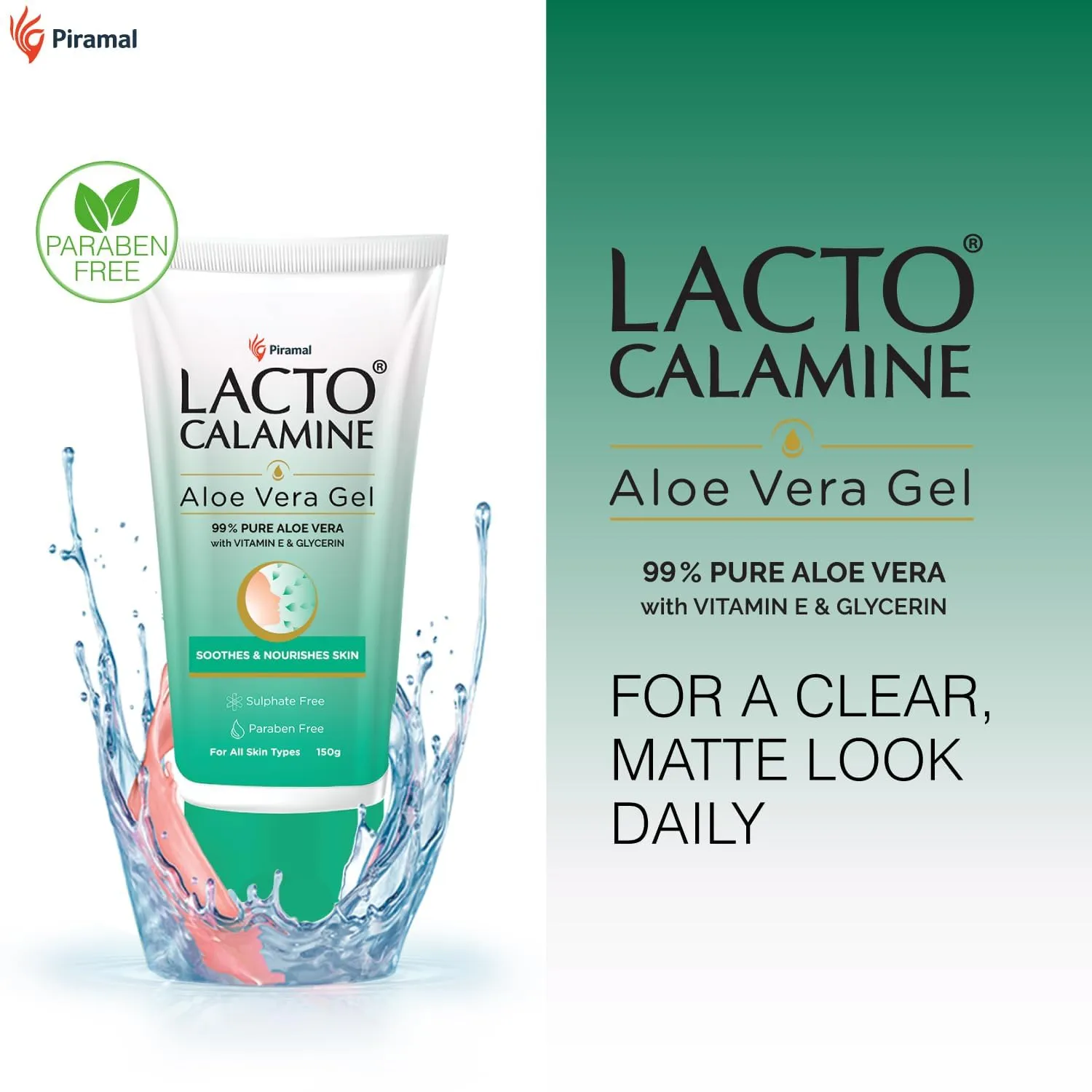 L.acto Calamine Aloe Vera Gel For Face | 150g | Moisturizer For Face With 99% Pure Natural AloeVera, Vitamin E & Glycerin For Hydrating Skin, Body & Hair | No Parabens, No Sulphates (2)