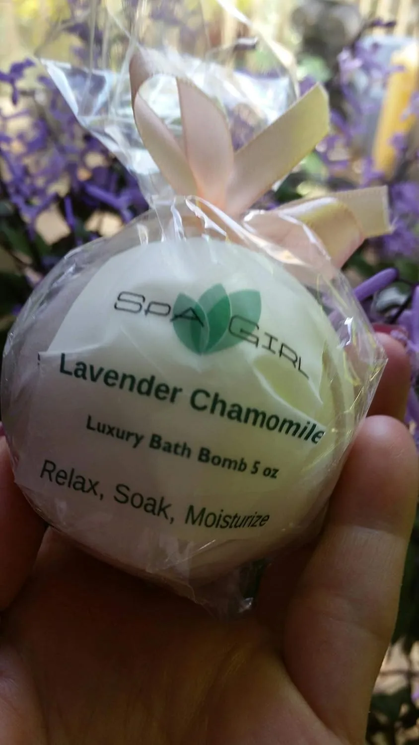 Lavender Chamomile Fizzies: 3 Lavender Chamomile Luxury Bath Bombs, XL, Handmade in The USA with Shea and Cocoa Butter, Individually Hand Wrapped, Ready for Gift Giving or Your Personal Use
