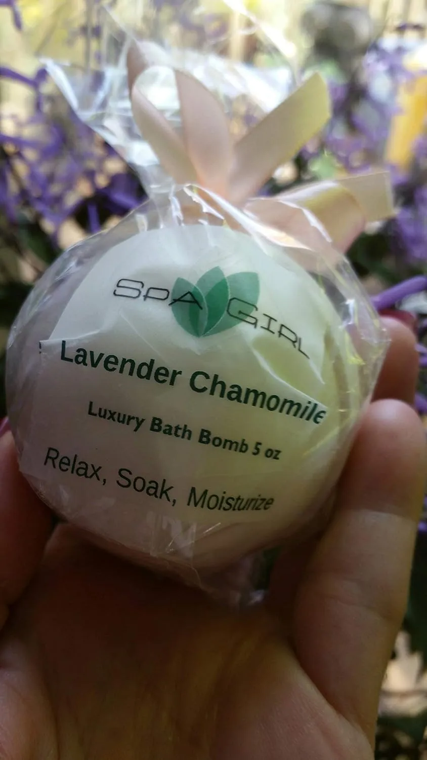 Lavender Chamomile Fizzies: 3 Lavender Chamomile Luxury Bath Bombs, XL, Handmade in The USA with Shea and Cocoa Butter, Individually Hand Wrapped, Ready for Gift Giving or Your Personal Use