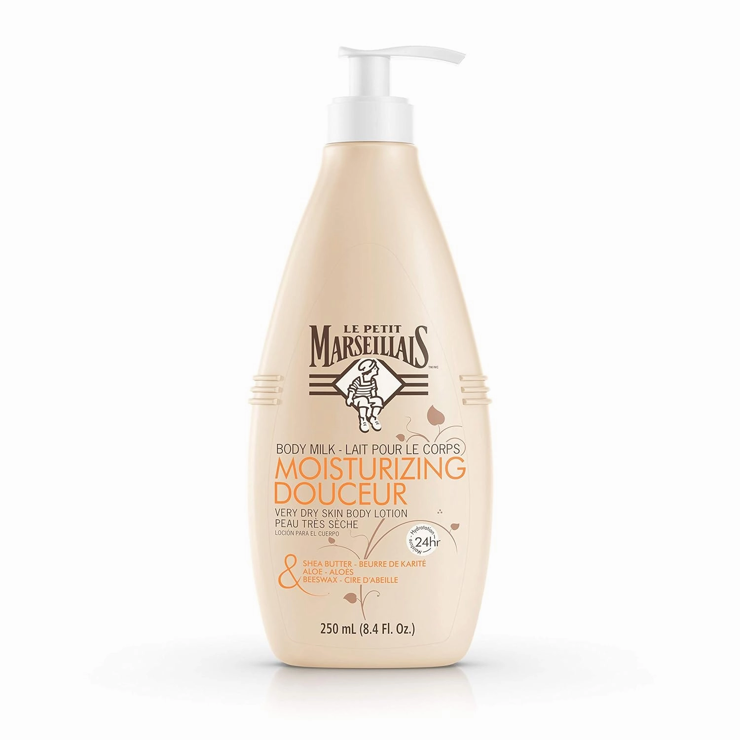 Le Petit Marseillais Shea Butter, Aloe & Beeswax Nourishing Body Milk Lotion, French Skin Care for Dry Skin Relief & pH Neutral for Skin, 8.4 fl. oz