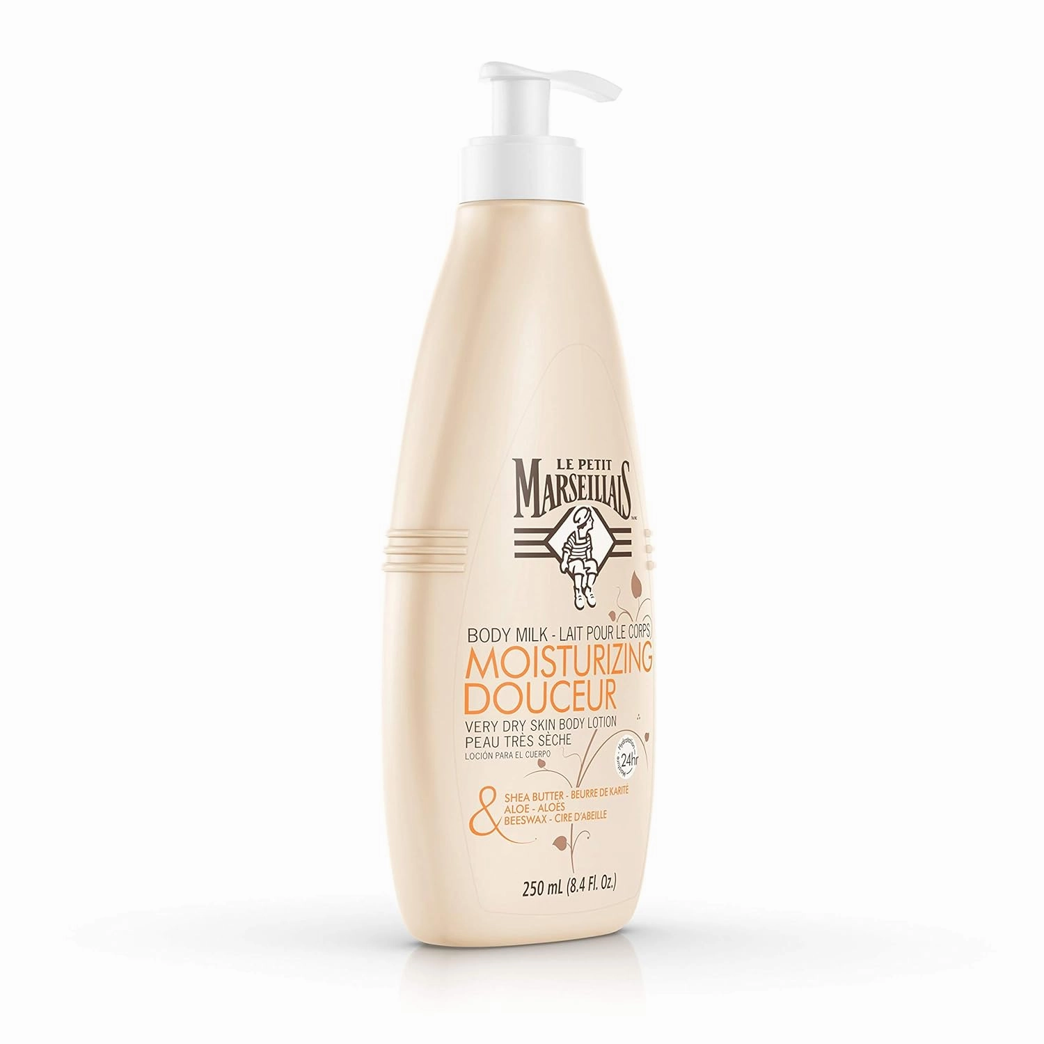 Le Petit Marseillais Shea Butter, Aloe & Beeswax Nourishing Body Milk Lotion, French Skin Care for Dry Skin Relief & pH Neutral for Skin, 8.4 fl. oz