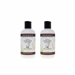 Legend's Creek Farm Goat Milk Lotion - Deeply Moisturizing Goat Milk Body Lotion for Body, Hand & Face - 9 oz Body Moisturizer with Shea Butter, Sunflower Oil, Aloe (2-Pack, Patchouli)