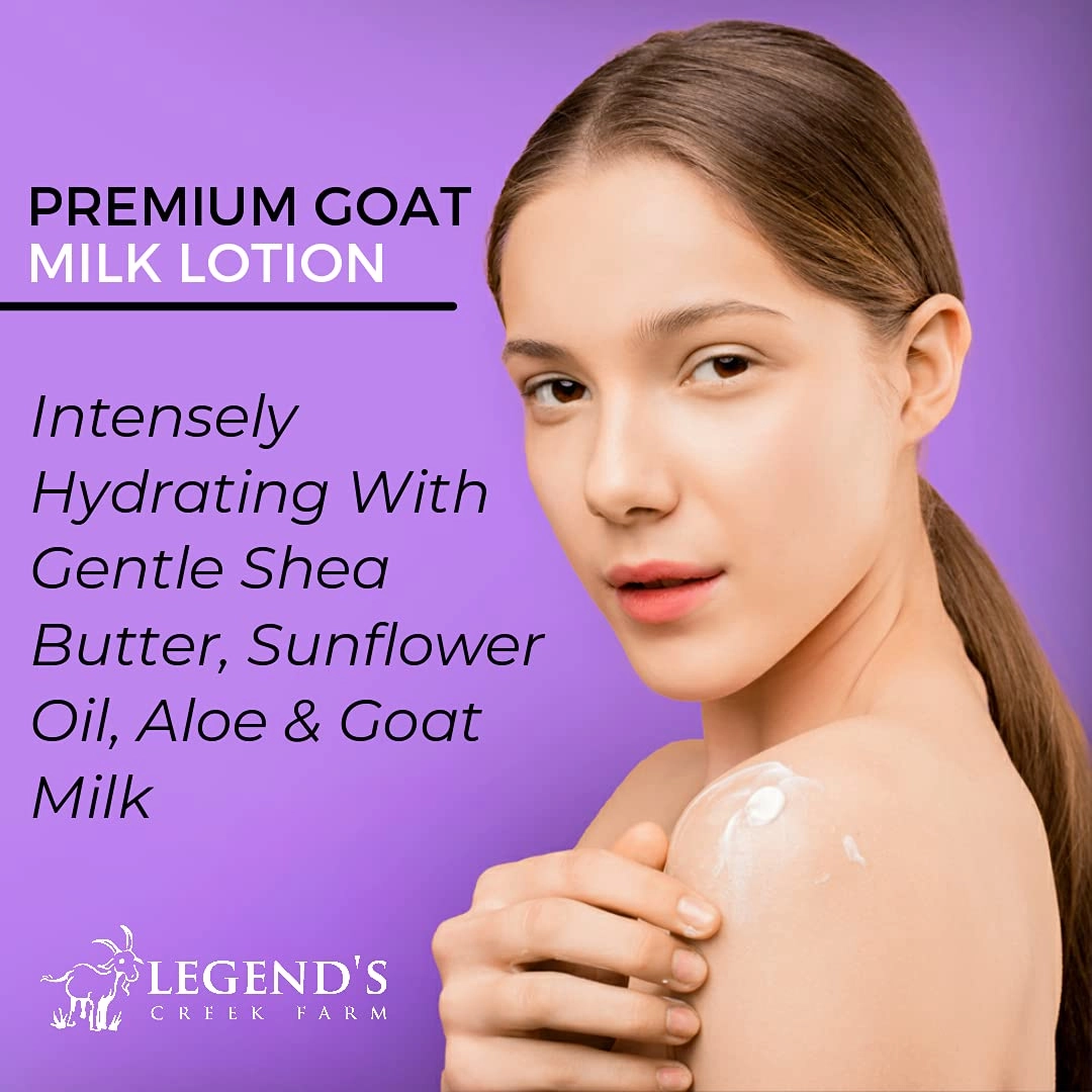 Legend's Creek Farm Goat Milk Lotion - Moisturizing Goat Milk Body Lotion for Body, Hand & Face - 9 oz Body Moisturizer with Shea Butter, Sunflower Oil, Aloe, Handmade in USA (Pomegranate Acai L.)
