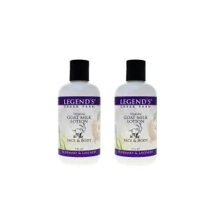 Legend's Creek Farm Goat Milk Lotion - Moisturizing Goat Milk Body Lotion for Body, Hand & Face - 9 oz Body Moisturizer with Shea Butter, Sunflower Oil, Aloe (2-Pack, Rosemary & Lavender)