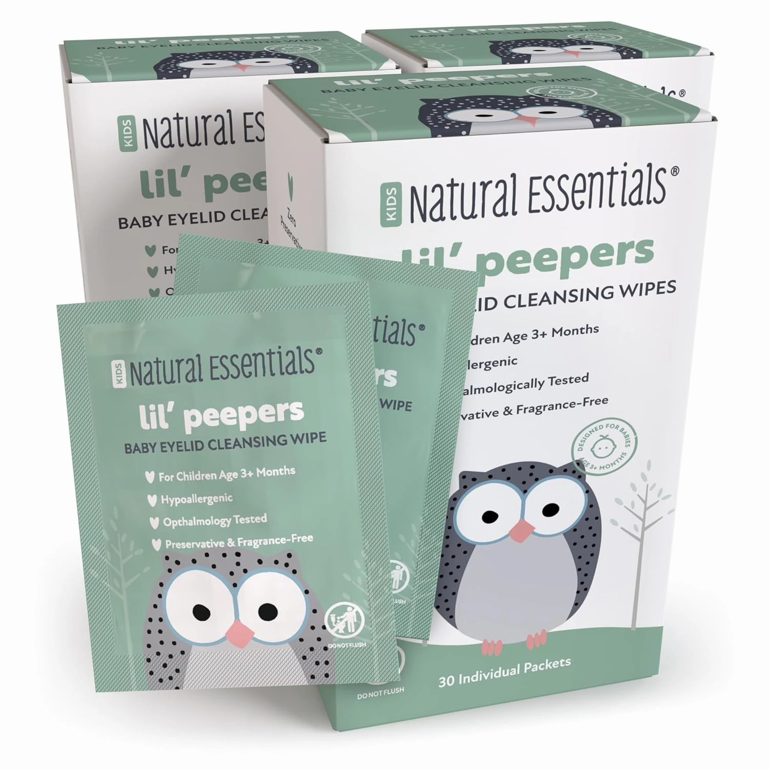 Lil' Peepers Baby Eye Wipes and Eyelid Cleanser, Preservative-Free & Rinse-Free, Pediatrician Recommended Hypoallergenic Soft Eyelid Wipes for Babies, Kids & Adults, 30 Count (3pk)