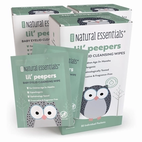 Lil' Peepers Baby Eye Wipes and Eyelid Cleanser, Preservative-Free & Rinse-Free, Pediatrician Recommended Hypoallergenic Soft Eyelid Wipes for Babies, Kids & Adults, 30 Count (3pk)