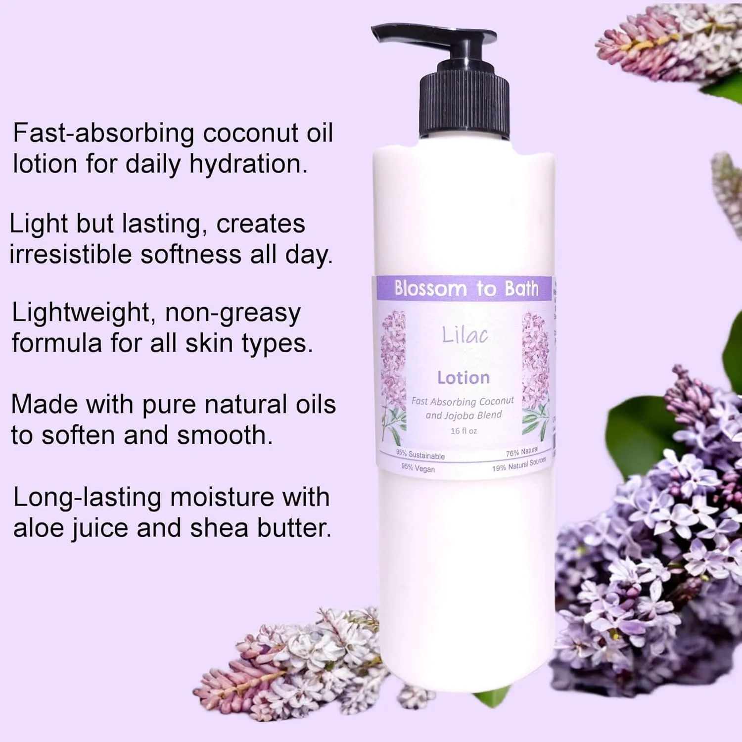 Lilac Lotion (16 ounce) - Phthalate Free Fragrance - Absorbs Quickly with a Fresh Blooming Scent