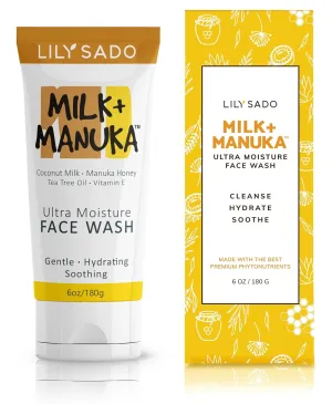 LILY SADO MILK MANUKA™ Coconut Milk & Manuka Honey Cream Face Cleanser – Natural Ultra Moisturizing Facial Wash Cleanses, Balances, Soothes & Hydrates - Large 6oz