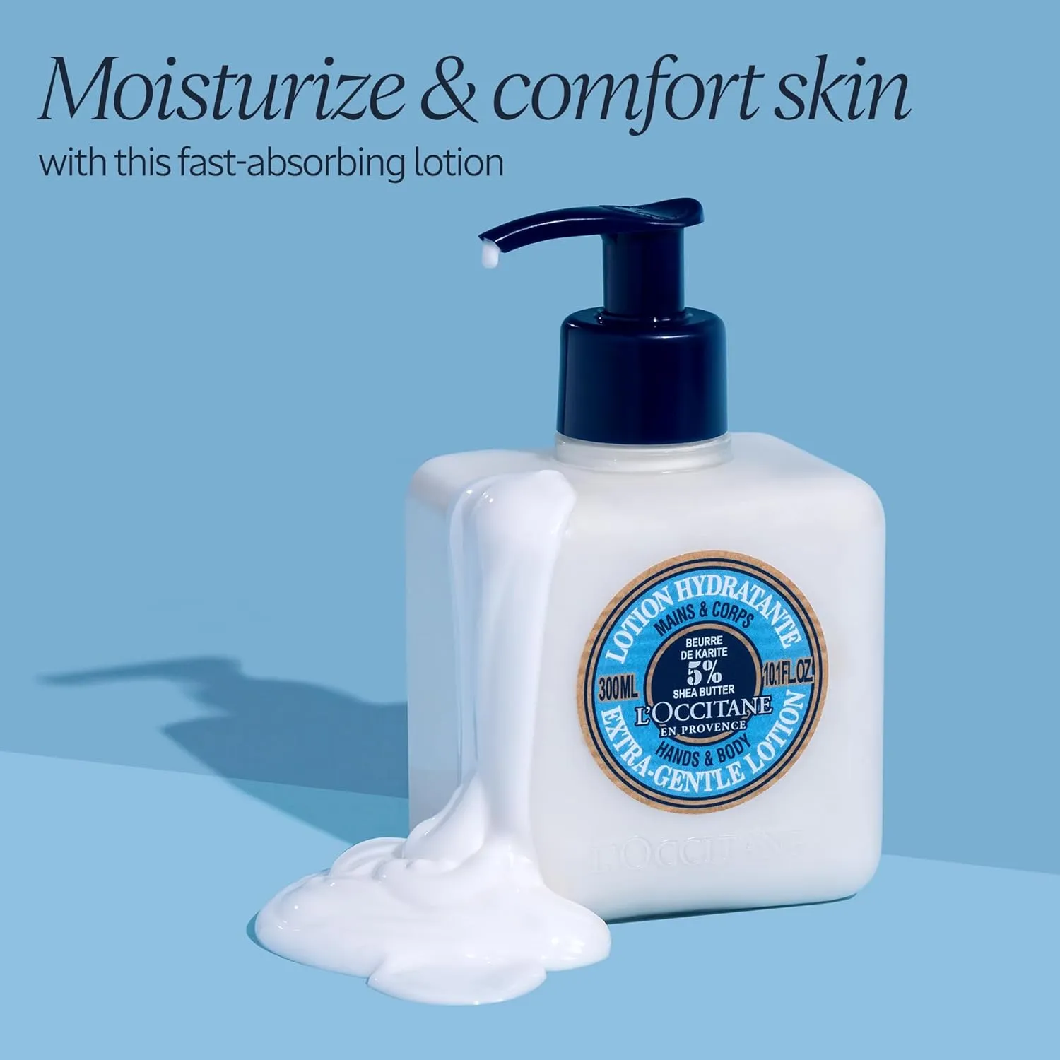 L’OCCITANE Shea Butter Extra-Gentle Moisturizing Lotion: Organic Verbena Extract, Relaxing Lavender, Comfort Skin, Fast-Absorbing Lotion, With 5% Organic Shea Butter, Vegan, Lightweight