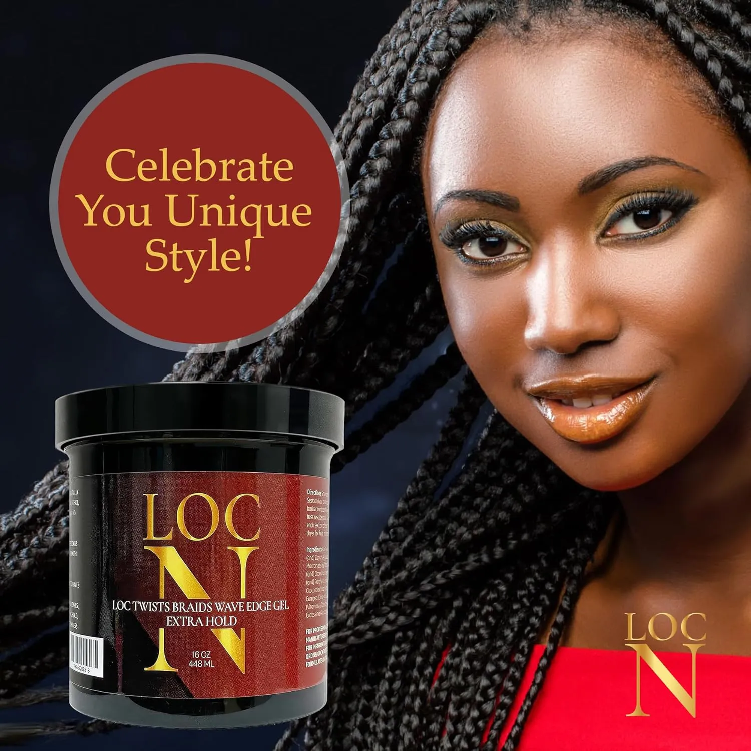 LOCN GEL Extra Hold Hair Styling Gel 16 oz – For Twists, Braids, Locs & Edges – Non-Flaking, Alcohol-Free, Aloe