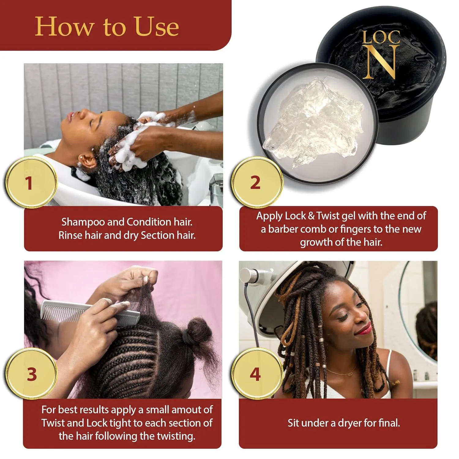 LOCN GEL Extra Hold Hair Styling Gel 16 oz – For Twists, Braids, Locs & Edges – Non-Flaking, Alcohol-Free, Aloe