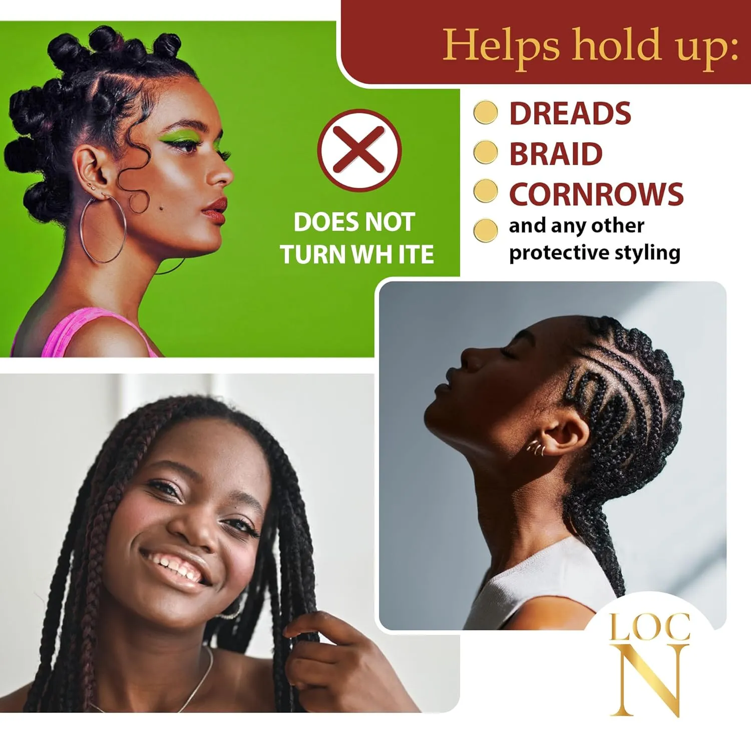LOCN GEL Extra Hold Hair Styling Gel 16 oz – For Twists, Braids, Locs & Edges – Non-Flaking, Alcohol-Free, Aloe