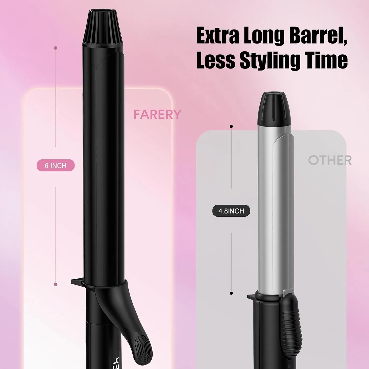 Long Barrel Curling Iron 1 1/4 inch, 1.25 Inch Curling Iron for Long Hair, Infused Argan Oil & Keratin, Lasting Styling, 11 Adjustable Temp, Include Clips & Silicone Pad