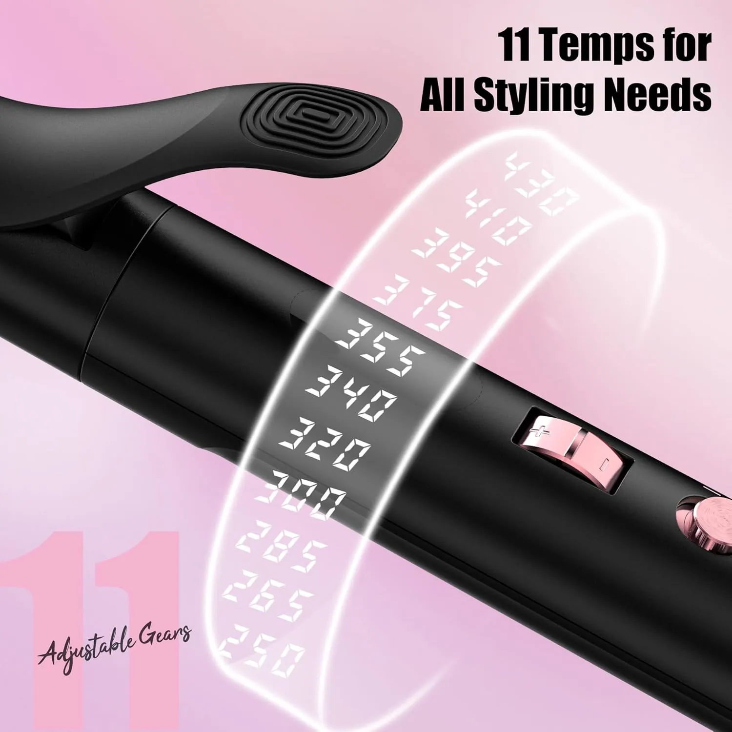 Long Barrel Curling Iron 1 1/4 inch, 1.25 Inch Curling Iron for Long Hair, Infused Argan Oil & Keratin, Lasting Styling, 11 Adjustable Temp, Include Clips & Silicone Pad