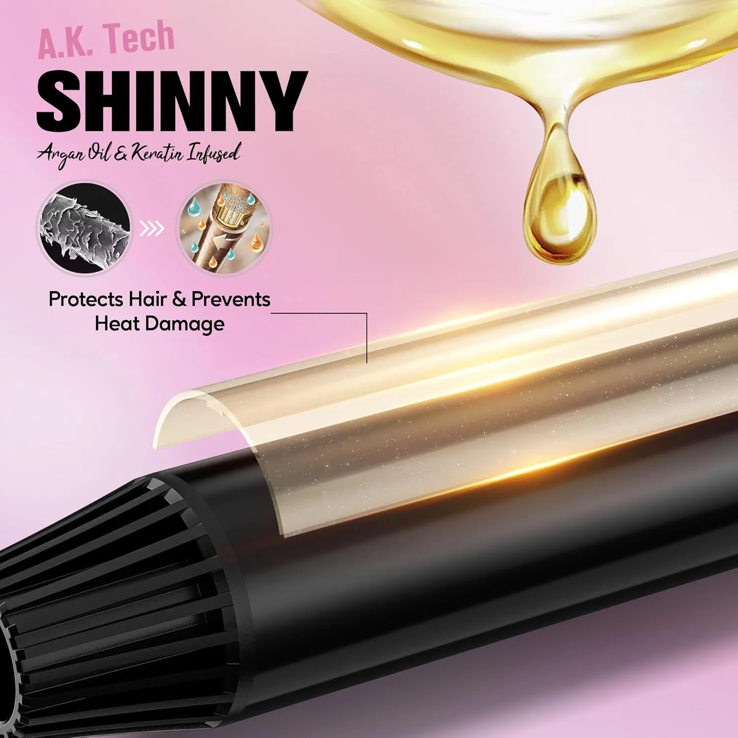 Long Barrel Curling Iron 1 1/4 inch, 1.25 Inch Curling Iron for Long Hair, Infused Argan Oil & Keratin, Lasting Styling, 11 Adjustable Temp, Include Clips & Silicone Pad