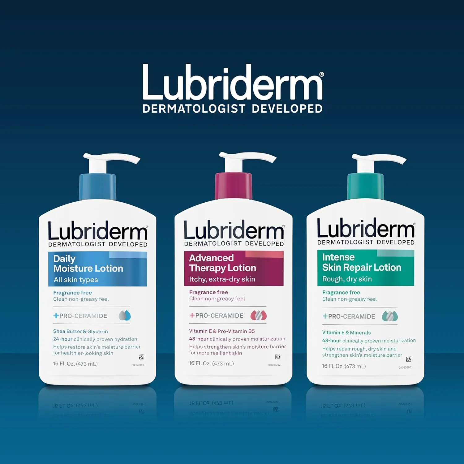 Lubriderm Advanced Therapy Fragrance Free Moisturizing Hand & Body Lotion   Pro-Ceramide with Vitamins E & Pro-Vitamin B5, Intense Hydration for Extra Dry Skin, 16 fl. oz, 2 Pack