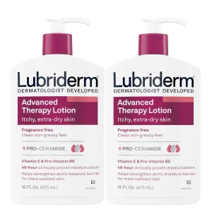 Lubriderm Advanced Therapy Fragrance Free Moisturizing Hand & Body Lotion   Pro-Ceramide with Vitamins E & Pro-Vitamin B5, Intense Hydration for Extra Dry Skin, 16 fl. oz, 2 Pack