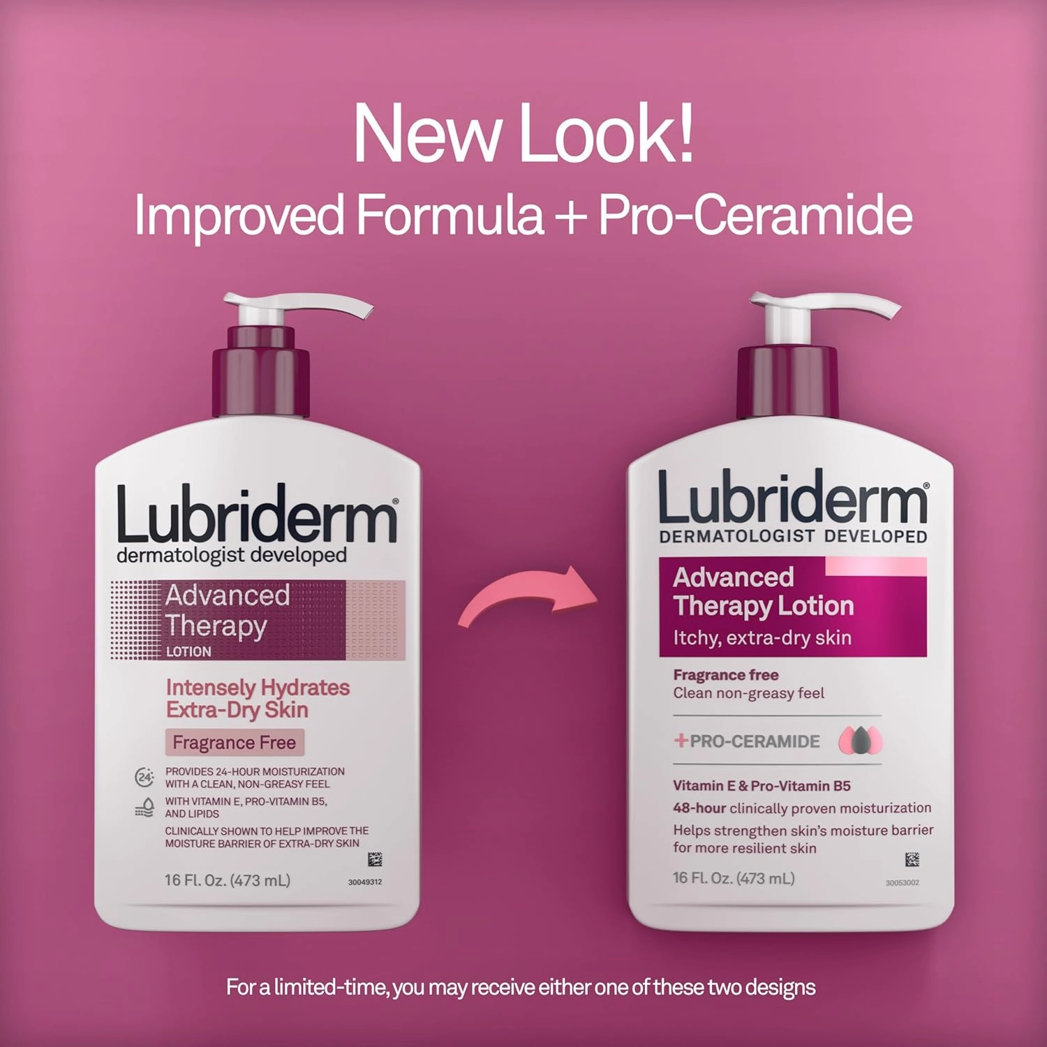 Lubriderm Advanced Therapy Fragrance Free Moisturizing Hand & Body Lotion   Pro-Ceramide with Vitamins E & Pro-Vitamin B5, Intense Hydration for Itchy, Extra Dry Skin, Non-Greasy, 16 fl. oz
