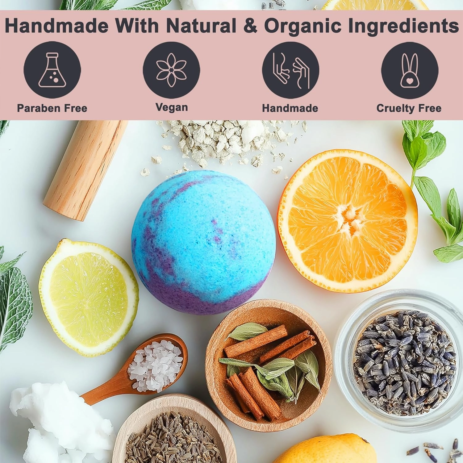 Luxury Bath Bombs for Women - Gift Set of 24 Bathbombs with Organic Essential Oils - Natural Vegan Soap for Moisturizing Fizzy Bubbles