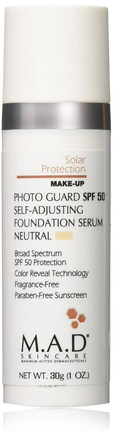 M.A.D SKINCARE SOLAR PROTECTION: Photo Guard SPF 50 Self-Adjusting Foundation Serum: Neutral - 30g