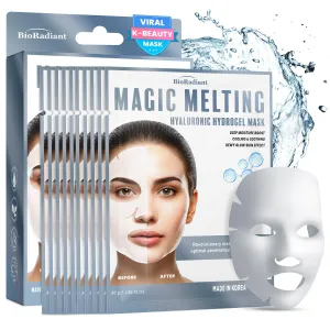 Magic Melting Hydrogel Mask with Ultra Deep Hydration for Glass Skin Effect Hydrogel Mask with Hyaluronic Acid Moisturizing - Cooling for Skin Effect - Made in Korea - Pack of 10