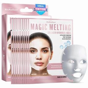 Magic Melting Hydrogel Collagen Mask - Ultra Deep Hydration for Skincare, Pore Tightening & Glass Skin Effect - Revolutionizes Skin Moisture & Glow - Made in Korea - Pack of 10