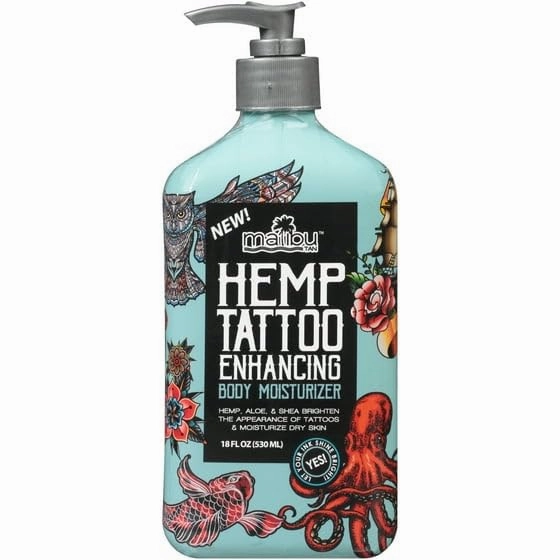 Malibu~Hemp Tan Tattoo Enhancing Body Moisturizer, 18 Fl Oz, for All Dry Skin (Pack Of 1).