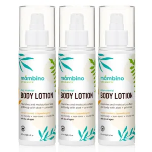Mambino Organics Daily Essential Body Lotion – Natural & Non-Toxic Moisturizer with Sri Lankan Coconut & Aloe – Hydrating for Dry Skin, Face, Body & Hands – Vegan & Cruelty-Free Skin Care 5 floz 3Pack