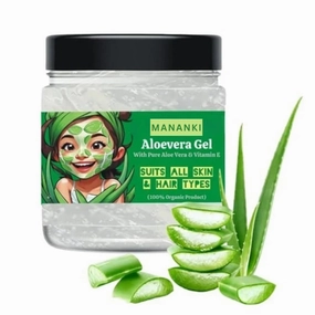 Mananki Aloe Vera Gel with Vitamin E, 400g, For Face, Skin and Hair Care, Soothing & Glowing Skin for Women & Men