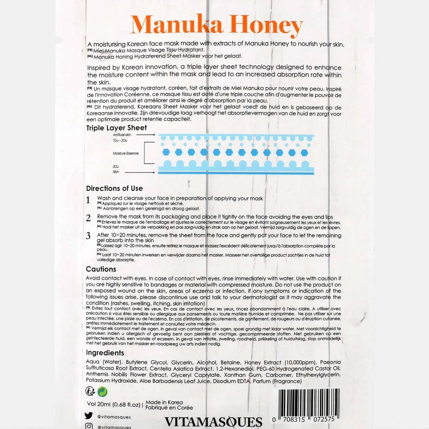 Manuka Honey Hydrating   Moisturizing Mask